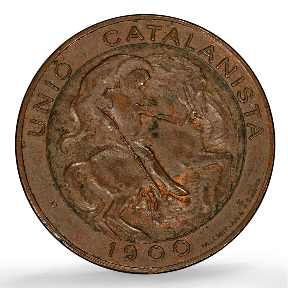 Catalonia Spain 5 centimos Catalanist Union Cal-132 MS 62 PCGS copper coin 1900