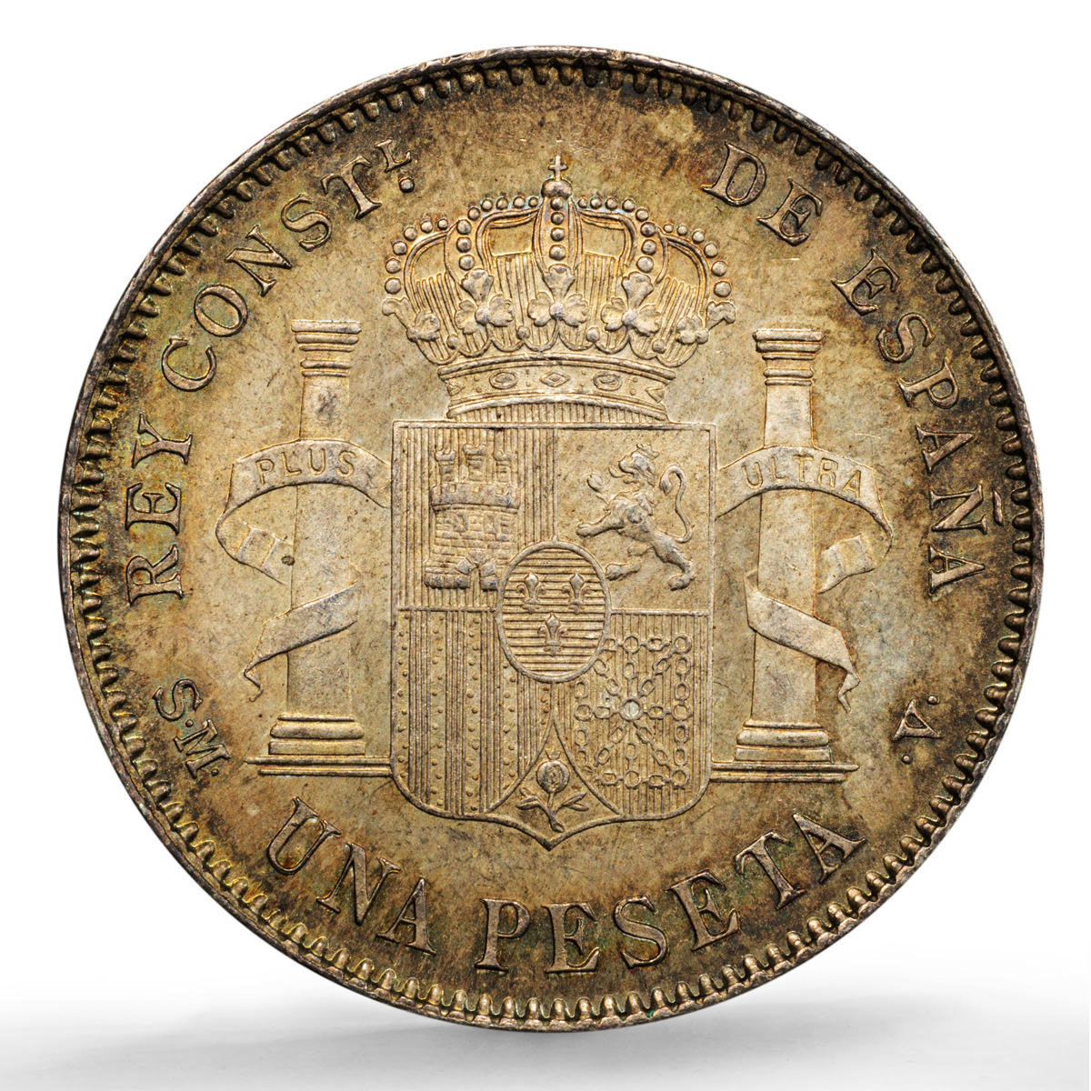 Spain 1 peseta Alfonso XIII KM-706 Calico-44 MS 64 PCGS silver coin 1900 SM V Spain 1 peseta Alfonso XIII KM-706 Calico-44 MS 64 PCGS silver coin 1900 SM V
