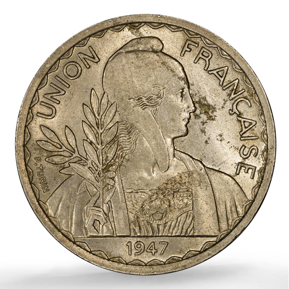Indochina French 1 piastre Union KM-32 Lec-320 Marianne MS61 PCGS CuNi coin 1947