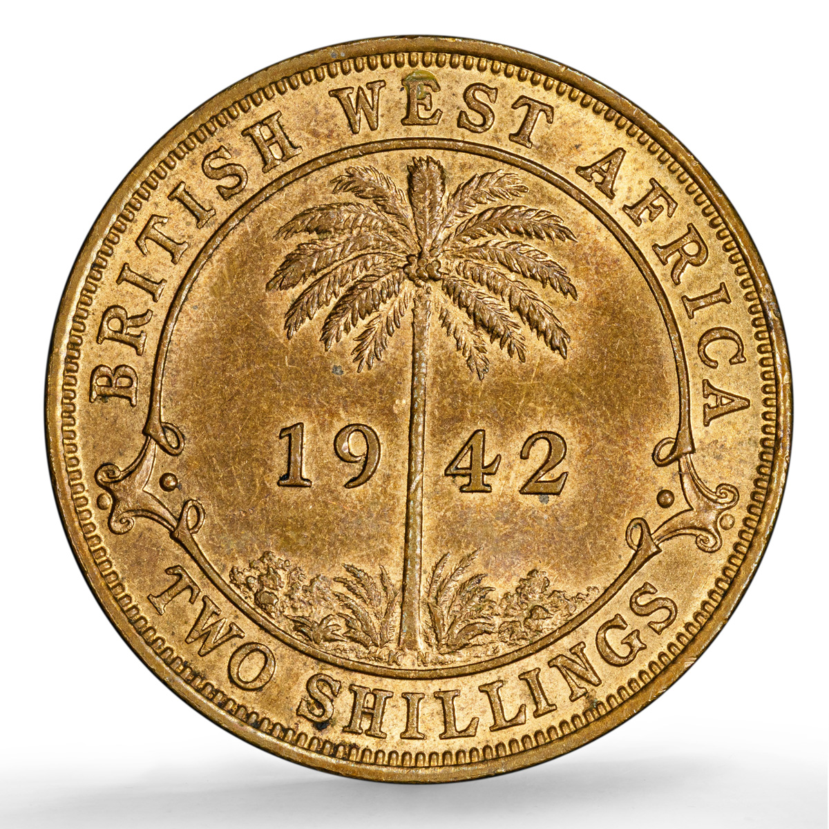 West Africa British 2 shillings George VI KM-24 MS 62 PCGS NiBrass coin 1942 KN