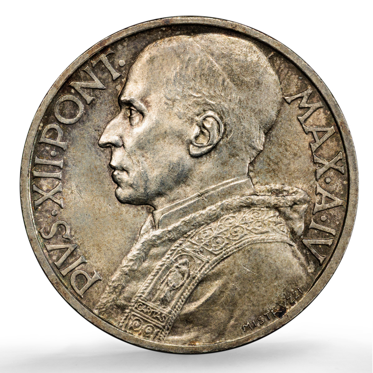 Vatican 10 lire Pius XII KM-38 Bermann-3387 MS 64 PCGS silver coin 1942 Vatican 10 lire Pius XII KM-38 Bermann-3387 MS 64 PCGS silver coin 1942