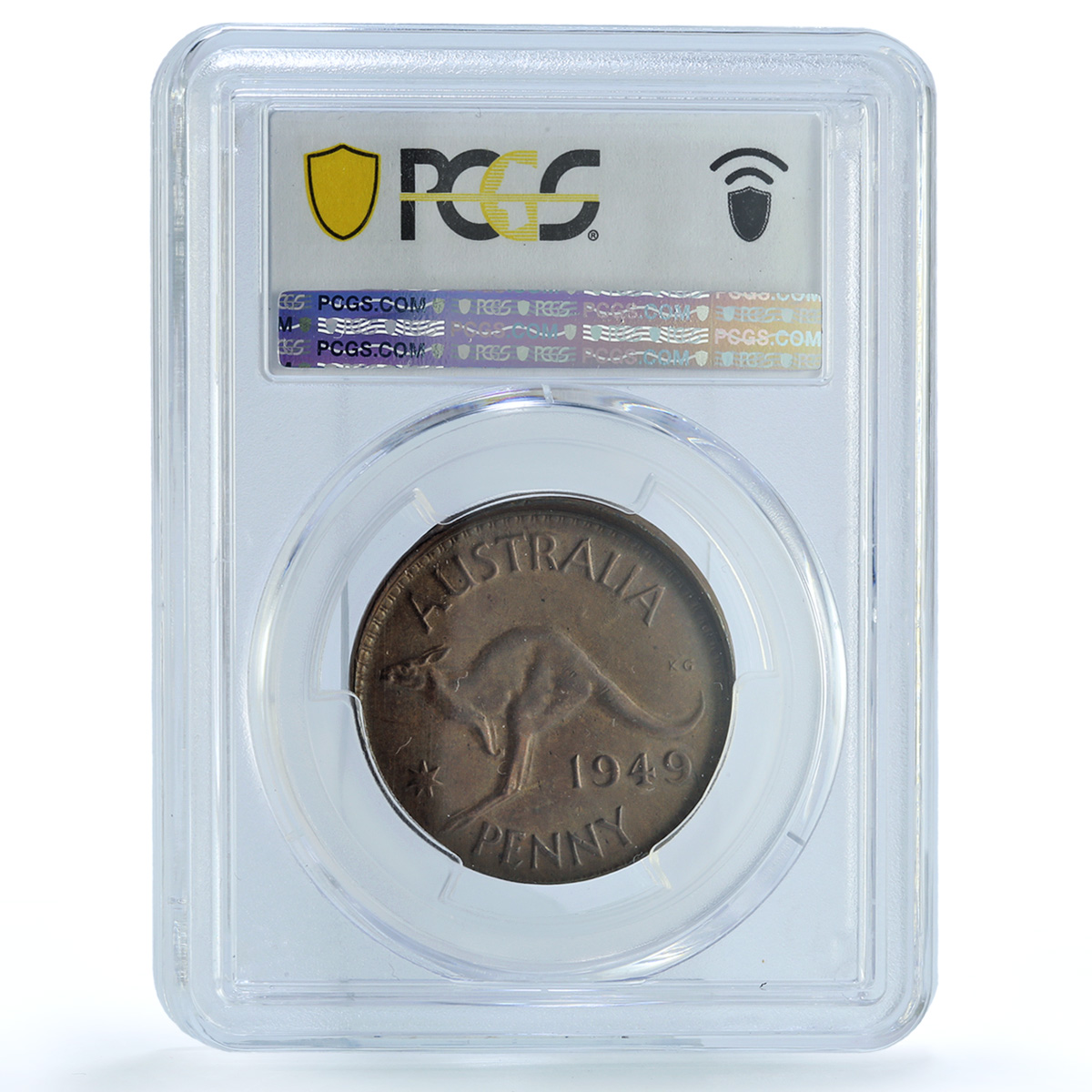 Australia 1 penny George VI Broadstruck Mint Error AU58 PCGS bronze coin 1949 Australia 1 penny George VI Broadstruck Mint Error AU58 PCGS bronze coin 1949