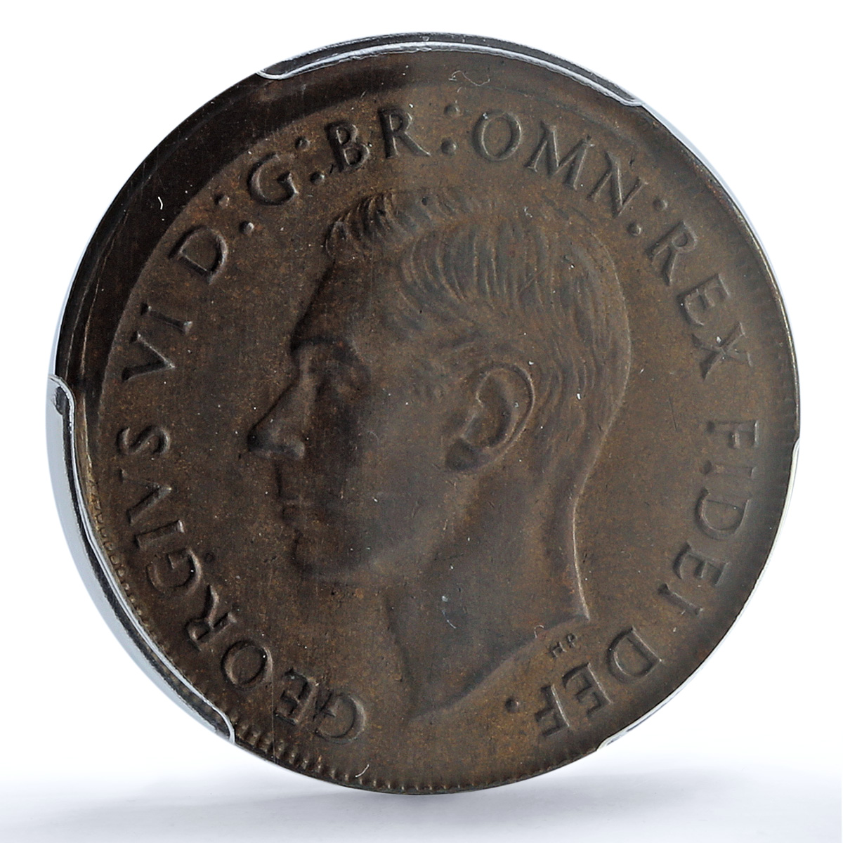 Australia 1 penny George VI Broadstruck Mint Error AU58 PCGS bronze coin 1949 Australia 1 penny George VI Broadstruck Mint Error AU58 PCGS bronze coin 1949