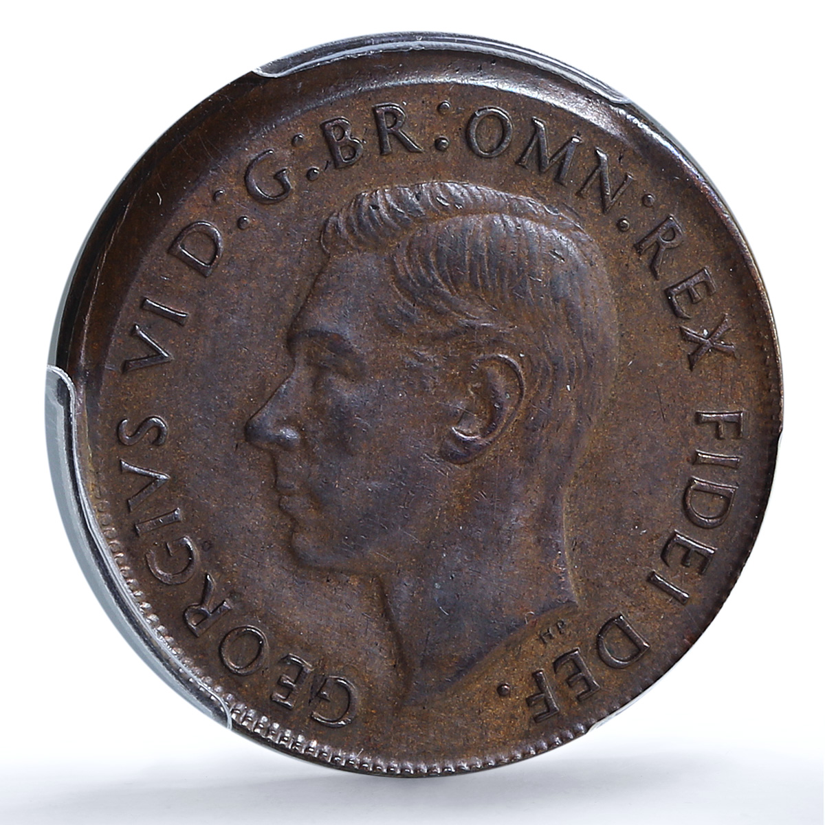 Australia 1 penny George VI Broadstruck Mint Error AU58 PCGS bronze coin 1949 Australia 1 penny George VI Broadstruck Mint Error AU58 PCGS bronze coin 1949