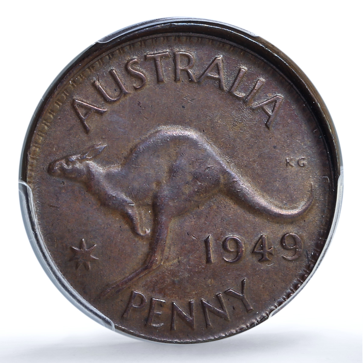 Australia 1 penny George VI Broadstruck Mint Error AU58 PCGS bronze coin 1949 Australia 1 penny George VI Broadstruck Mint Error AU58 PCGS bronze coin 1949