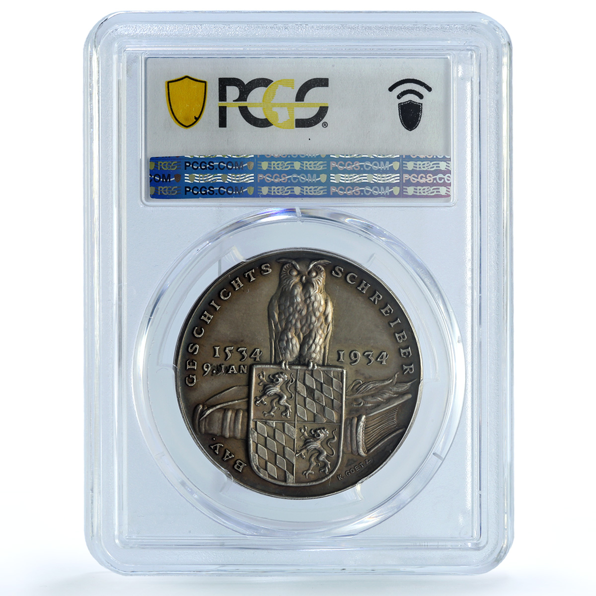 Germany Third Reich Johannes Aventinus History Owl SP 64 PCGS silver medal 1934