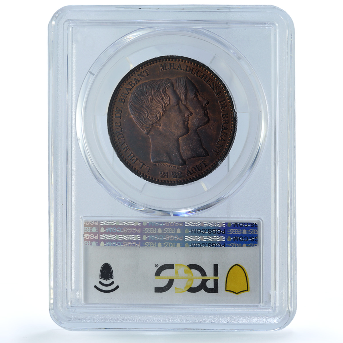 Belgium 10 centimes Leopold I Henriette Marriage MS63 PCGS copper coin 1853