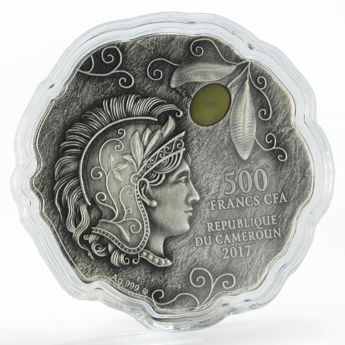 Cameroon 500 francs Owl of Athena stone silver coin 2017