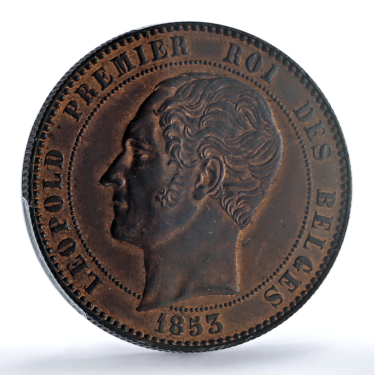 Belgium 10 centimes Leopold I Henriette Marriage MS63 PCGS copper coin 1853