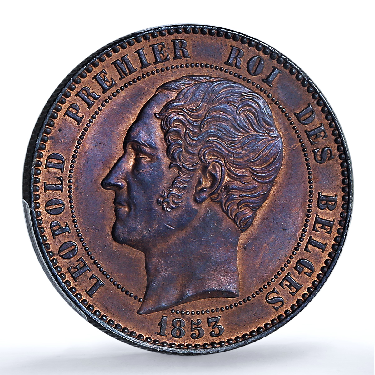 Belgium 10 centimes Leopold I Henriette Marriage MS63 PCGS copper coin 1853