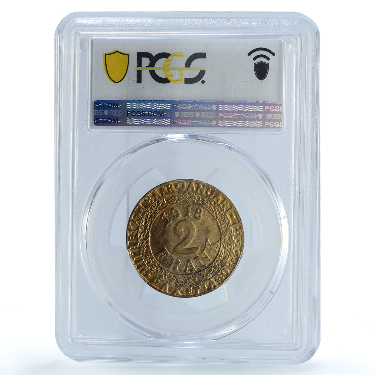 Belgium Ghent 2 franken German Occupation Coinage KM-Tn5 MS65 PCGS coin 1918