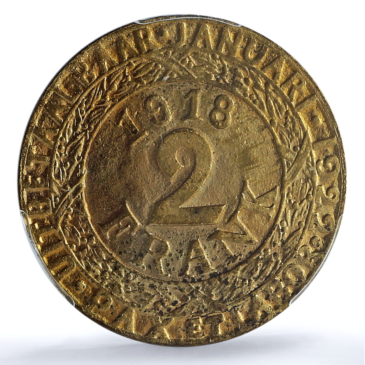 Belgium Ghent 2 franken German Occupation Coinage KM-Tn5 MS65 PCGS coin 1918