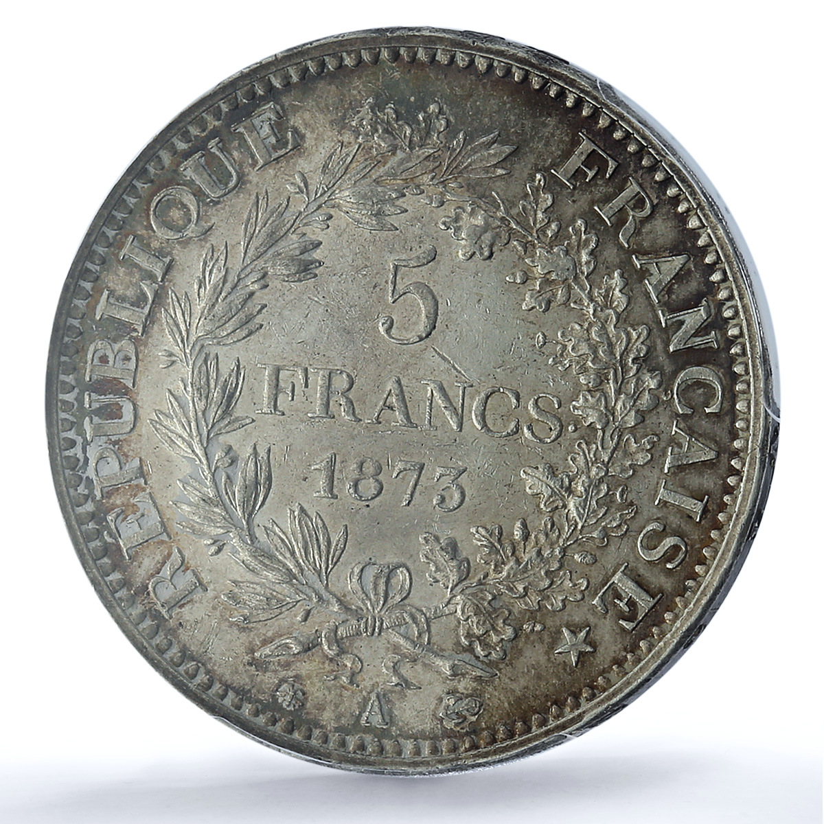 France 5 francs Hercules Liberty Equality Fraternity MS62 PCGS silver coin 1873