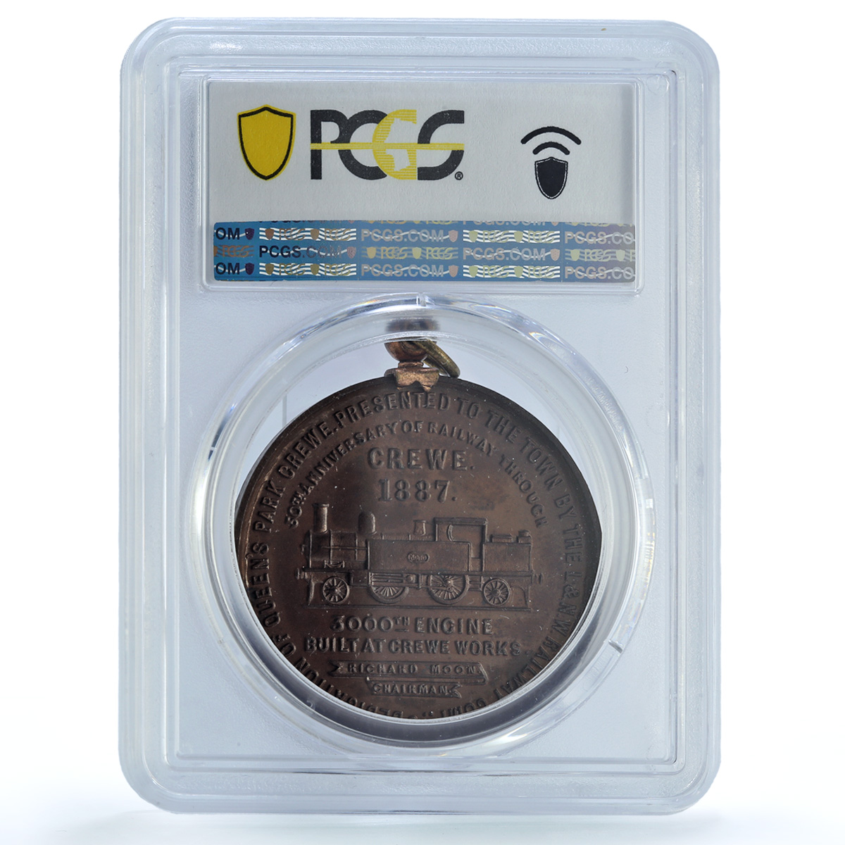 Great Britain Queen Victoria Jubilee Railway Crewe Trains MS 64 PCGS medal 1887