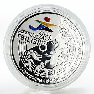Georgia 10 lari Youth Olympic Festival Tbilisi silver coin 2015