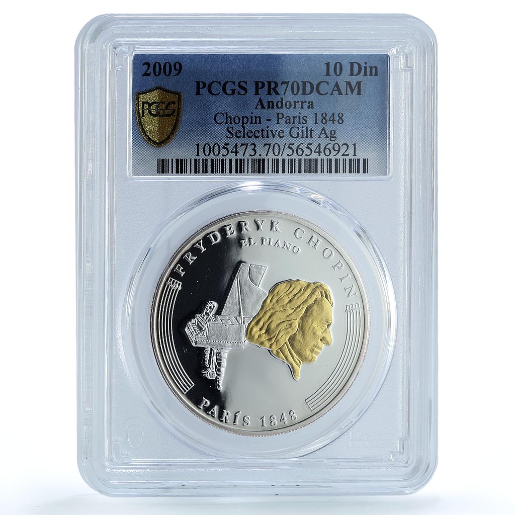Andorra 10 diners Chopin Paris KM-322 Music Composer PR 70 PCGS silver coin 2009 Andorra 10 diners Chopin Paris KM-322 Music Composer PR 70 PCGS silver coin 2009
