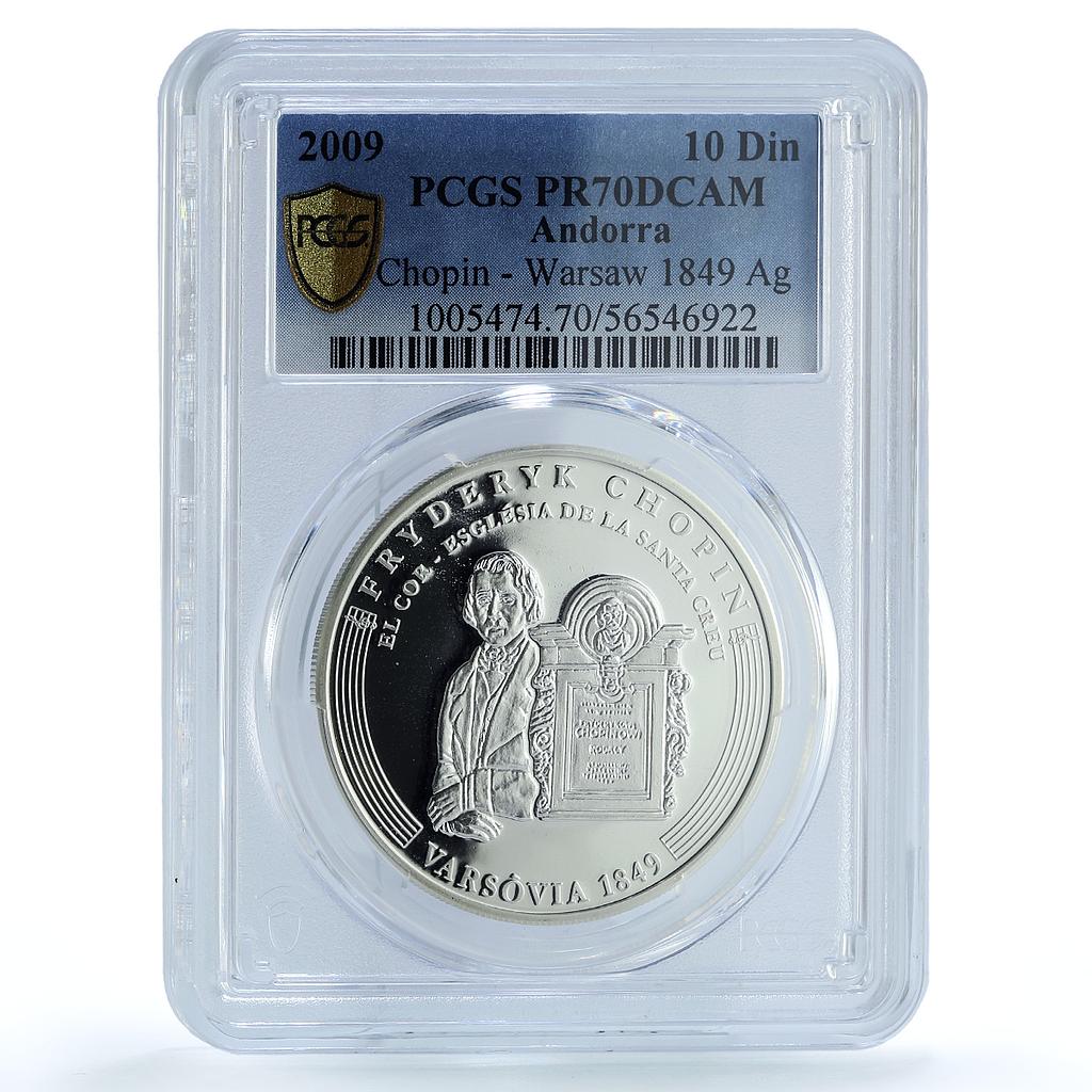 Andorra 10 diners Chopin Warsaw KM-319 Music Composer PR70 PCGS silver coin 2009 Andorra 10 diners Chopin Warsaw KM-319 Music Composer PR70 PCGS silver coin 2009