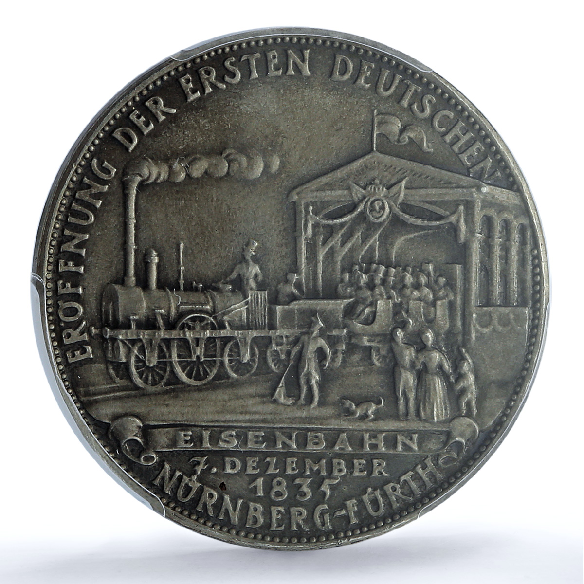 Germany Third Reich Railway Nuremberg Furth Train SP63 PCGS silver medal 1935