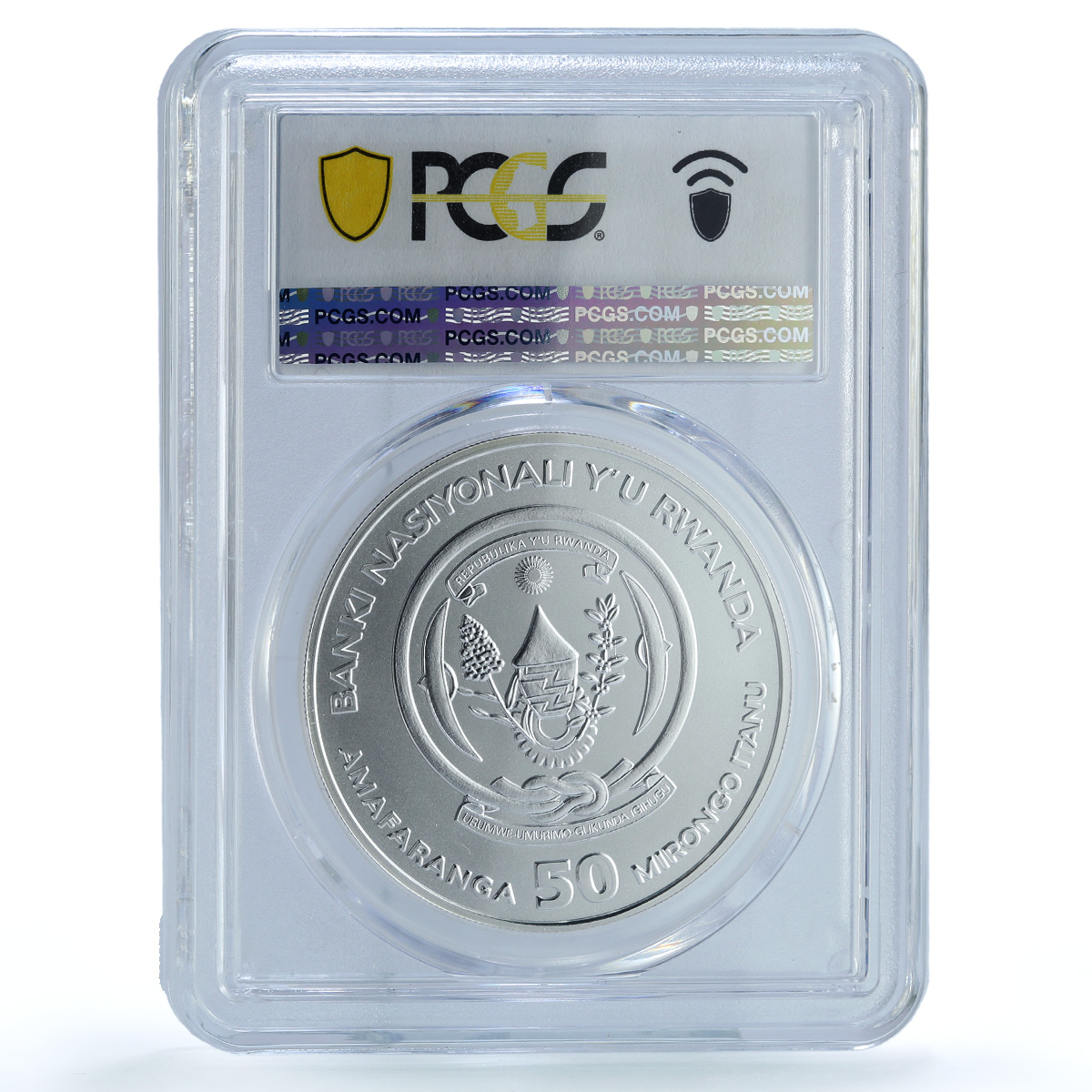 Rwanda 50 francs Gorilla Gilt KM-46 African Ounce MS 70 PCGS silver coin 2008 Rwanda 50 francs Gorilla Gilt KM-46 African Ounce MS 70 PCGS silver coin 2008