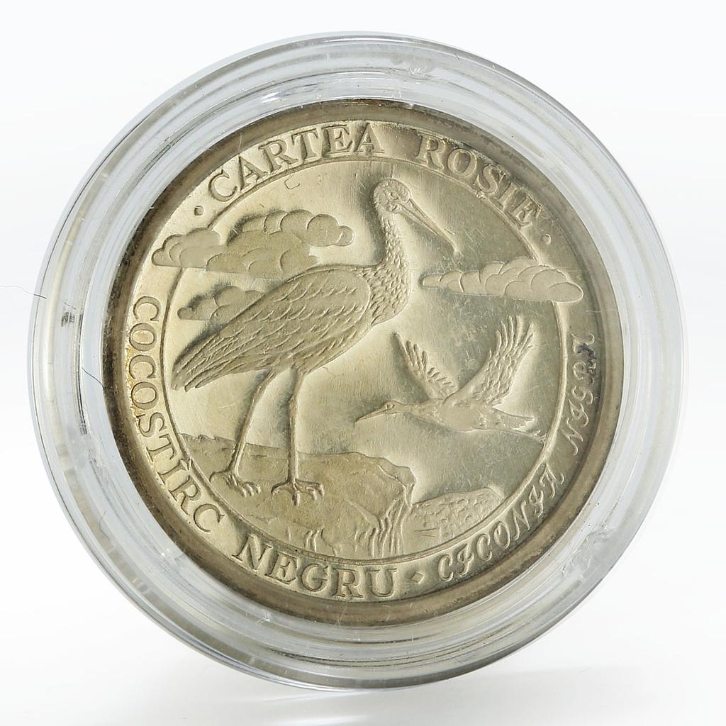 Moldova 10 lei Black stork proof silver coin 2003