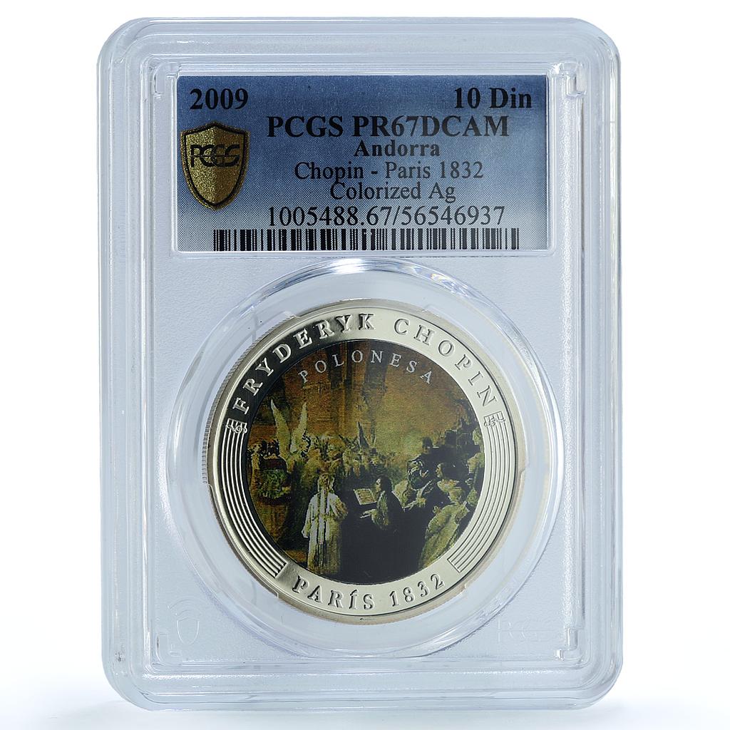 Andorra 10 diners Chopin Paris KM-318 Music Composer PR 67 PCGS silver coin 2009 Andorra 10 diners Chopin Paris KM-318 Music Composer PR 67 PCGS silver coin 2009