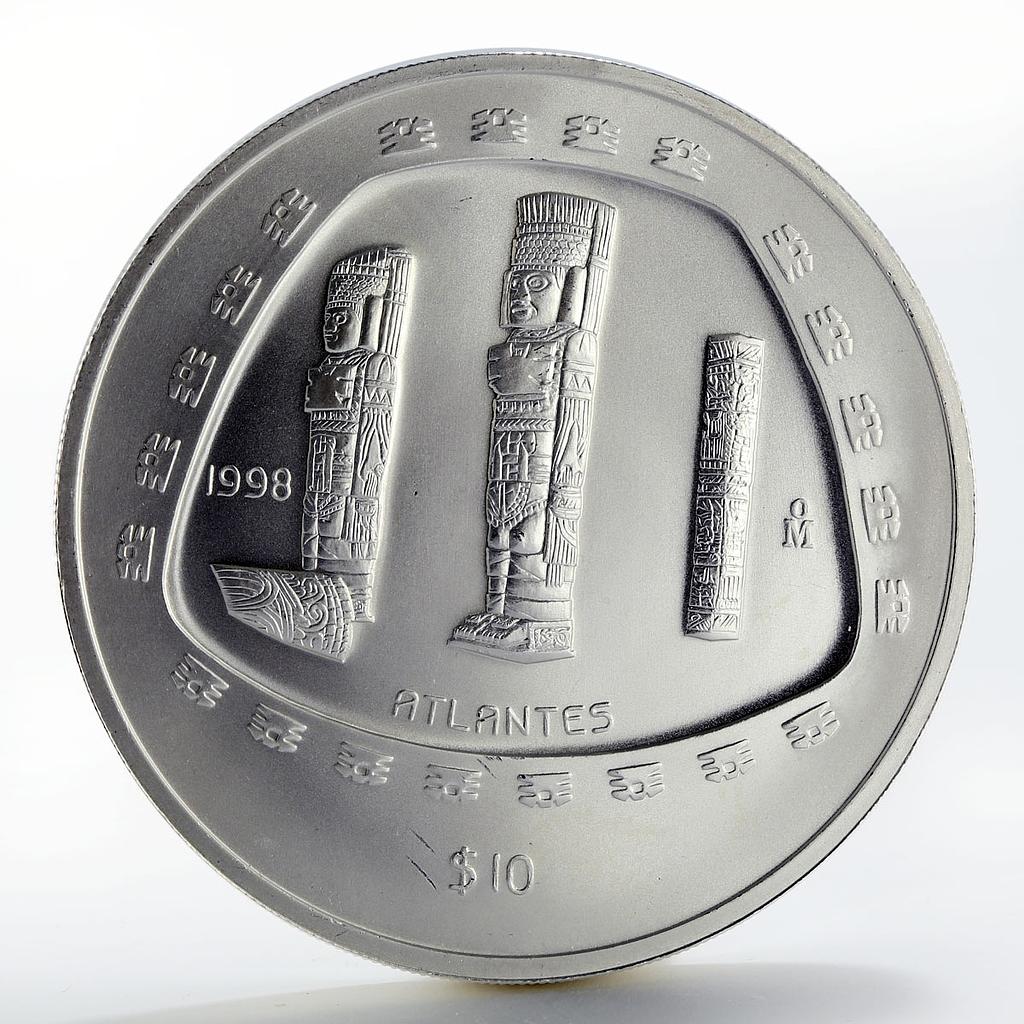 Mexico 10 pesos Atlantes Toltec Series silver coin 1998