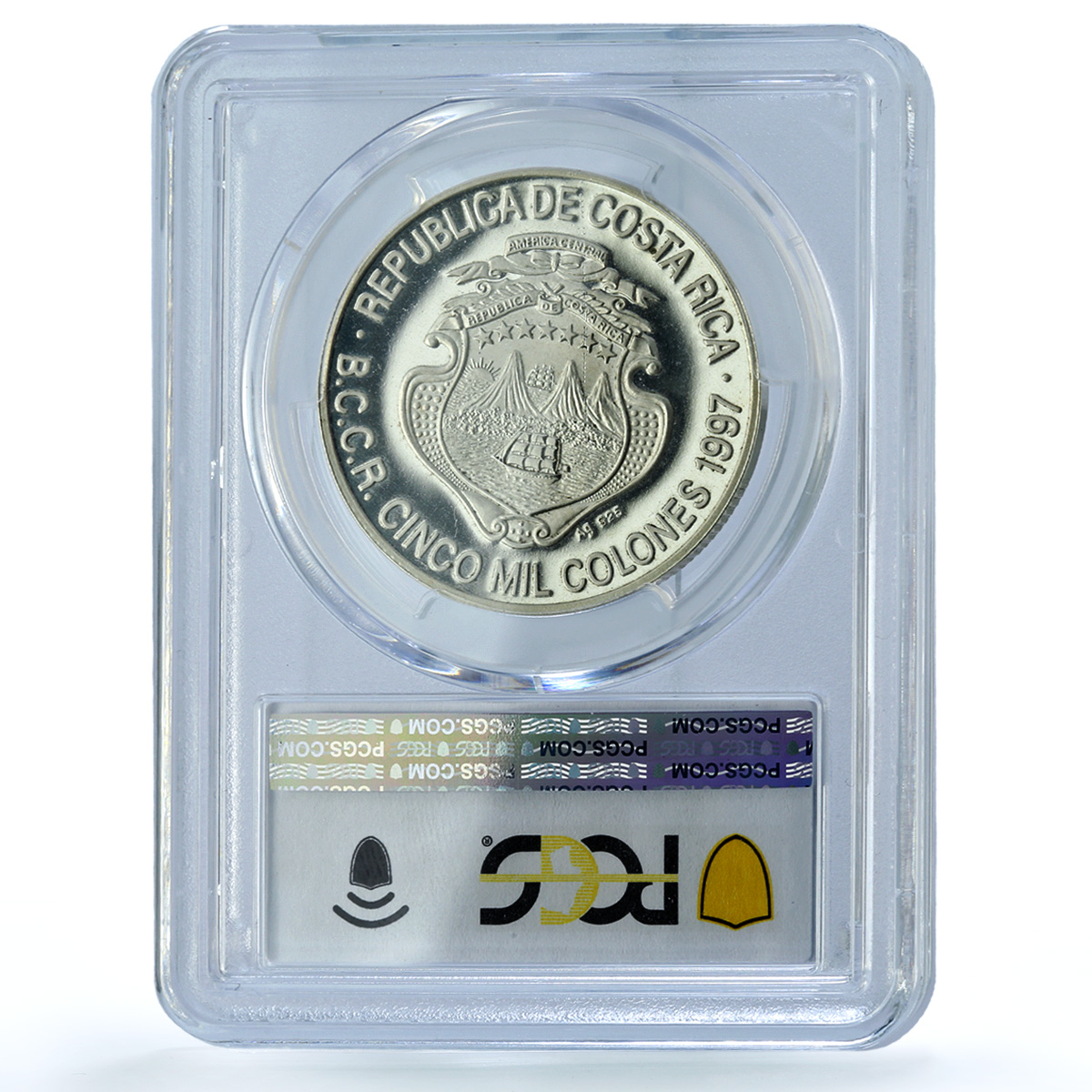 Costa Rica 5000 colones Columbus Colon KM-235 PR 62 PCGS silver coin 1997 Costa Rica 5000 colones Columbus Colon KM-235 PR 62 PCGS silver coin 1997