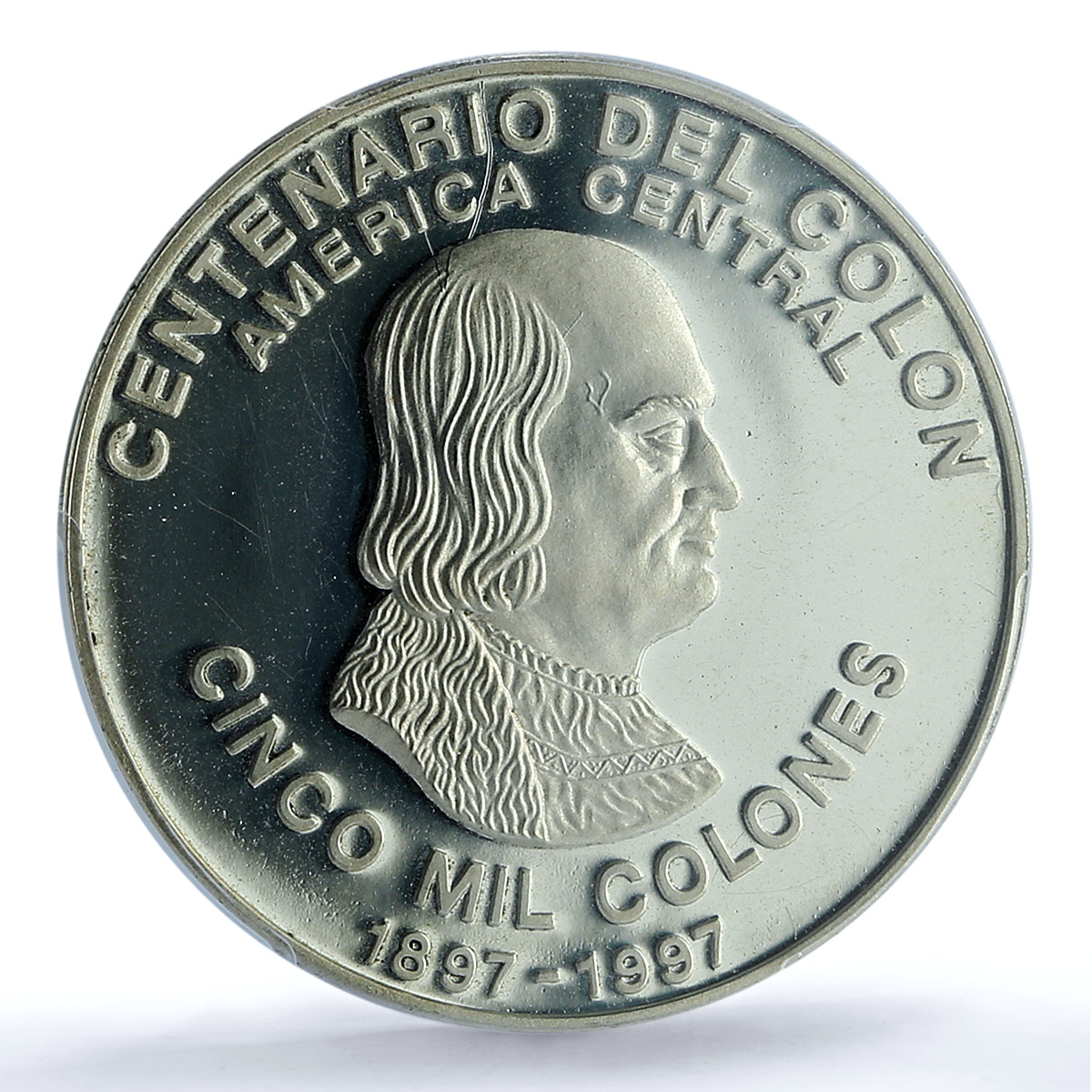 Costa Rica 5000 colones Columbus Colon KM-235 PR 62 PCGS silver coin 1997 Costa Rica 5000 colones Columbus Colon KM-235 PR 62 PCGS silver coin 1997