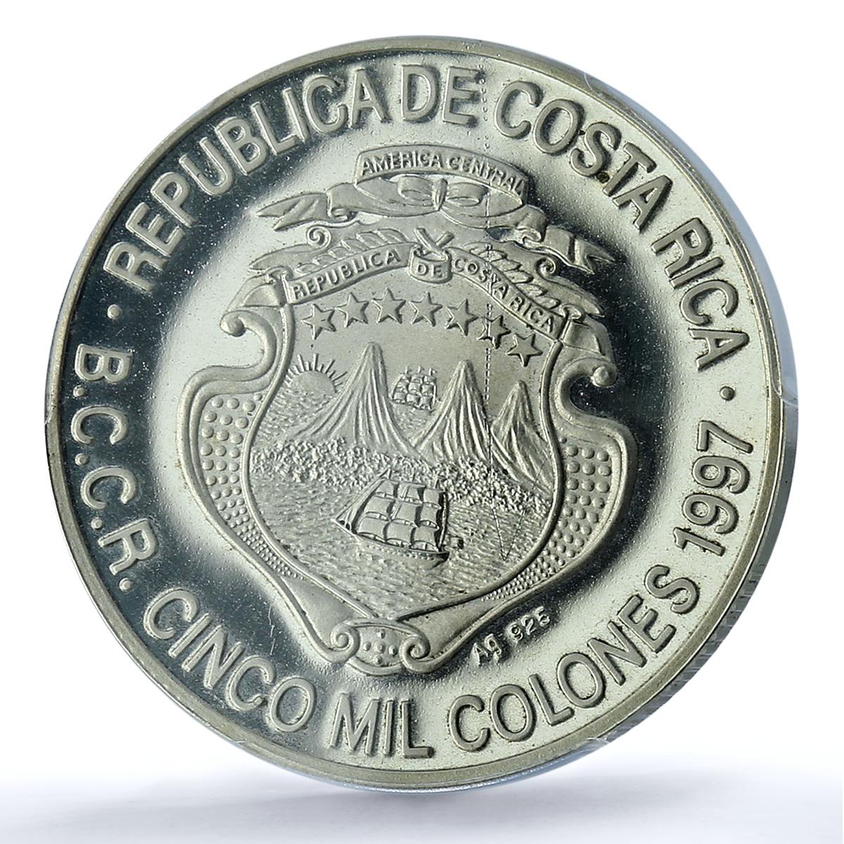 Costa Rica 5000 colones Columbus Colon KM-235 PR 62 PCGS silver coin 1997 Costa Rica 5000 colones Columbus Colon KM-235 PR 62 PCGS silver coin 1997
