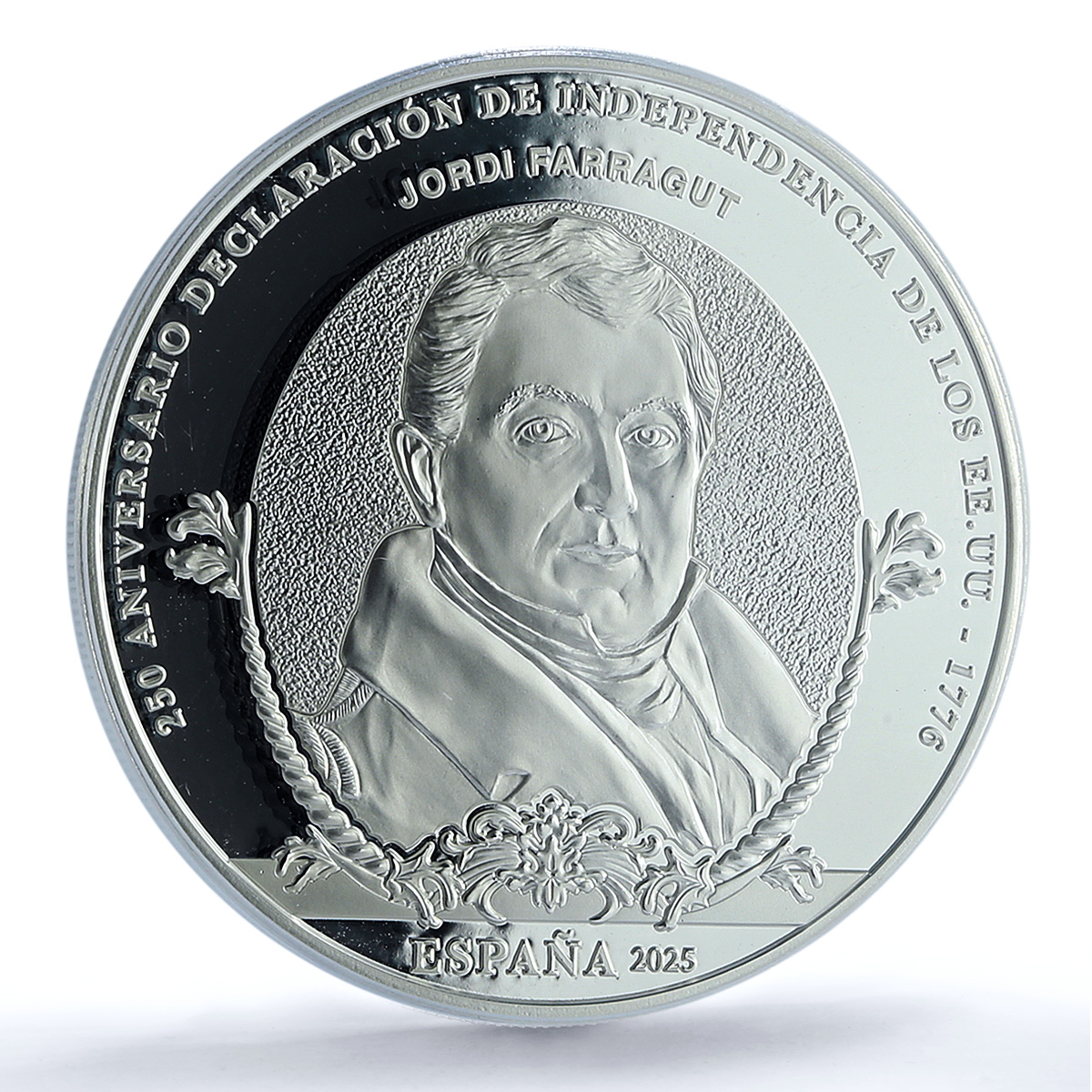 Spain 10 euros US Independence Farragut Ship PR 70 PCGS silver coin 2025 Spain 10 euros US Independence Farragut Ship PR 70 PCGS silver coin 2025
