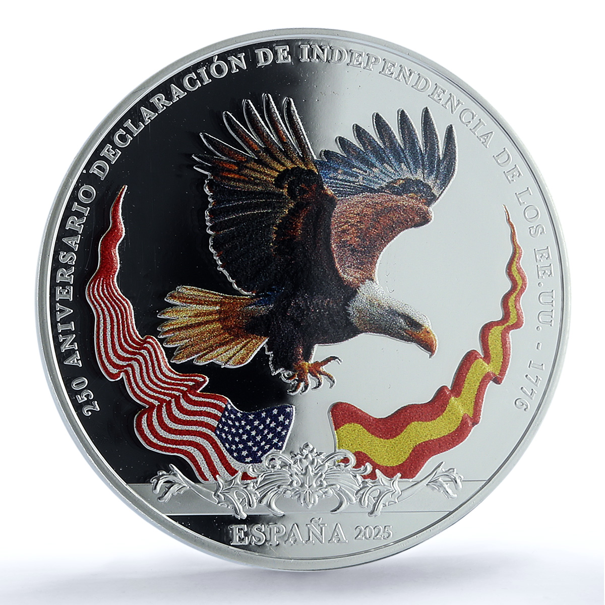 Spain 10 euros US Independence Carlos III Washington Eagle PR 70 PCGS coin 2025 Spain 10 euros US Independence Carlos III Washington Eagle PR 70 PCGS coin 2025