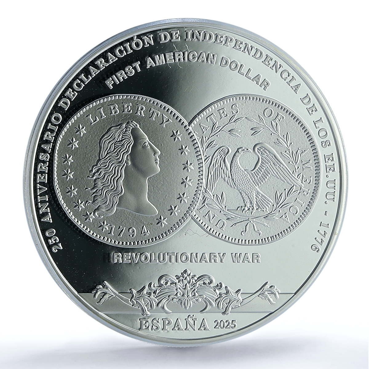 Spain 10 euros US Independence First Dollar Liberty PR 70 PCGS silver coin 2025
