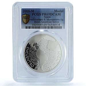 Spain Ibero-American Series VI Architecture Monuments PR 69 PCGS Ag medal 2005
