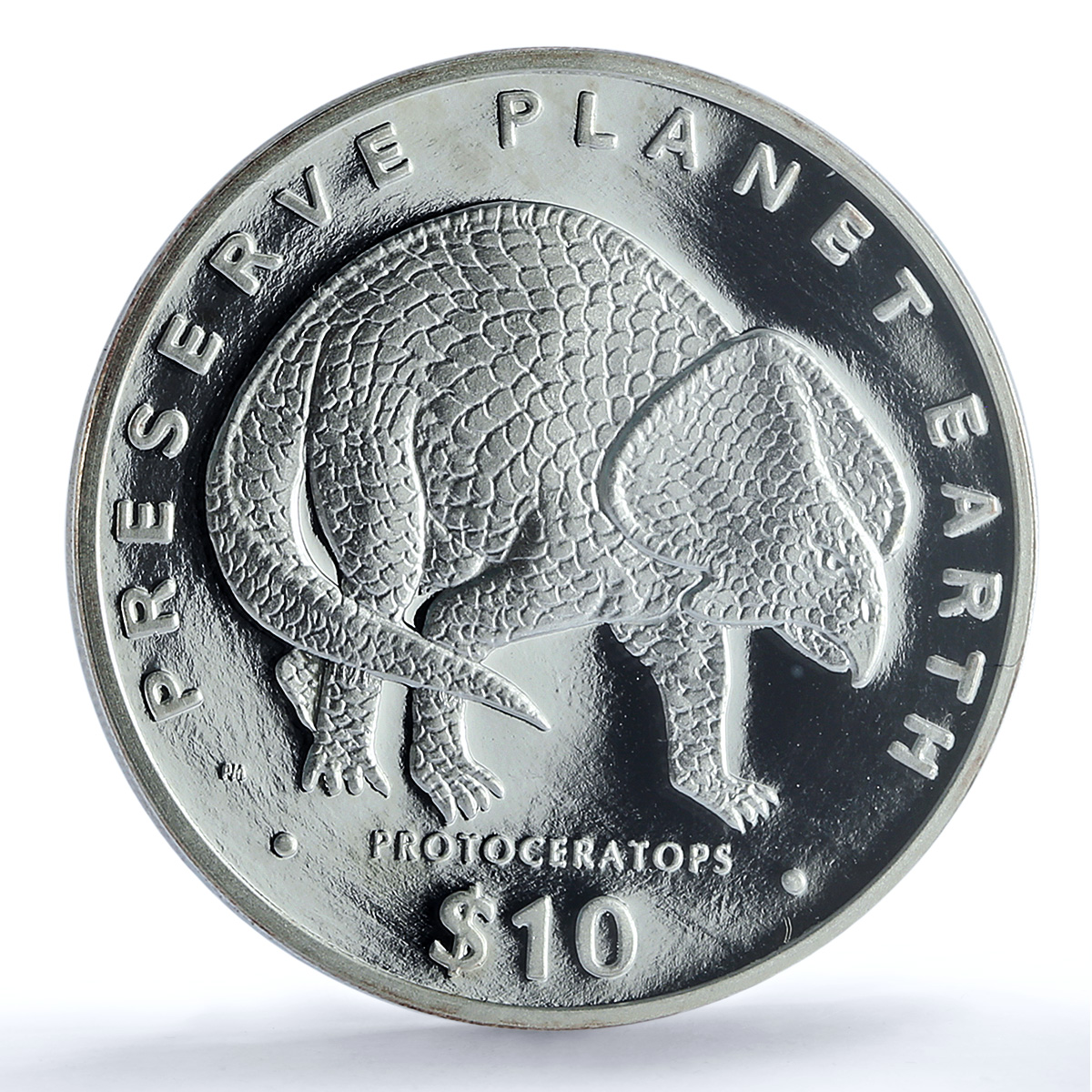 Liberia 10 dollars Protoceraptors KM-99 Dinosaurs PR 67 PCGS silver coin 1993