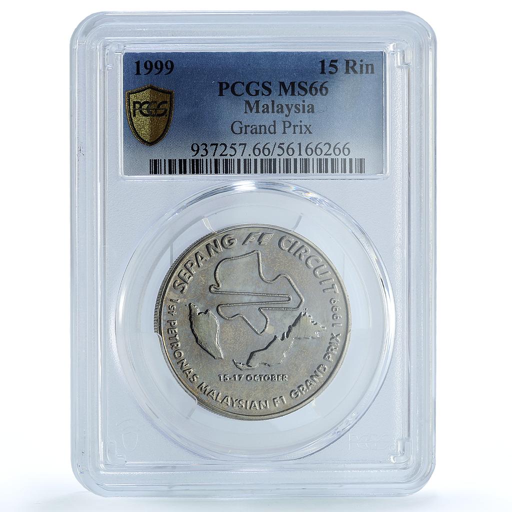 Malaysia 15 ringgit Formula One F1 Grand Prix KM-68 PR65 PCGS CuNi coin 1999 Malaysia 15 ringgit Formula One F1 Grand Prix KM-68 PR65 PCGS CuNi coin 1999