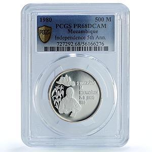 Mozambique 500 meticais Independence KM-104 PR 68 PCGS silver coin 1980