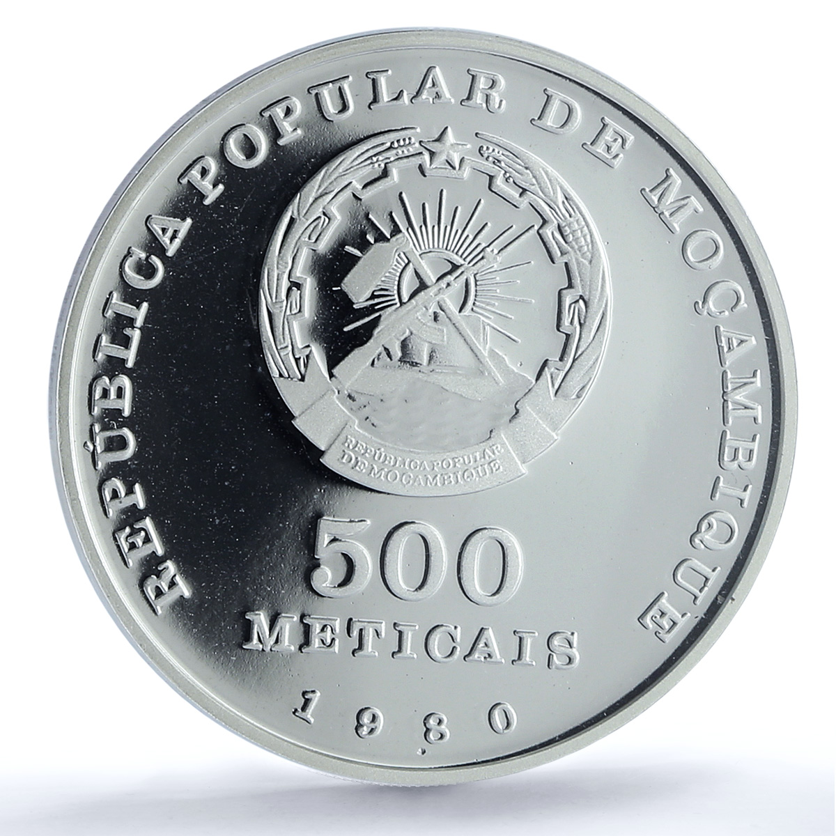 Mozambique 500 meticais Independence KM-104 PR 68 PCGS silver coin 1980 Mozambique 500 meticais Independence KM-104 PR 68 PCGS silver coin 1980