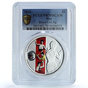Niue 2 dollars Bruce Lee Coloured Cinema Actor PR 70 PCGS silver coin 2015