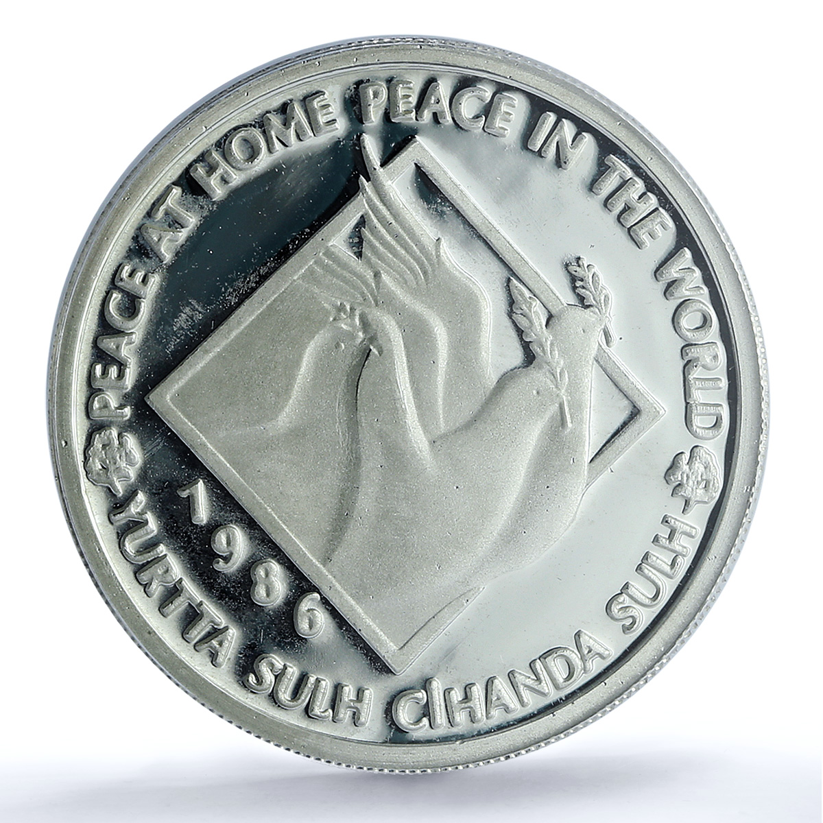 Turkiye 10000 lira Int. Peace Year KM-1022 Dove Bird PR 66 PCGS silver coin 1986 Turkiye 10000 lira Int. Peace Year KM-1022 Dove Bird PR 66 PCGS silver coin 1986