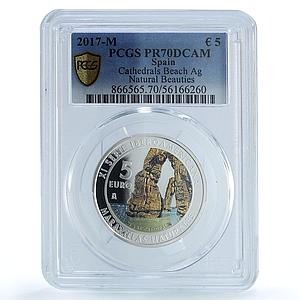 Spain 5 euros Cathedrals Beach Ibero-American Nature PR70 PCGS silver coin 2017