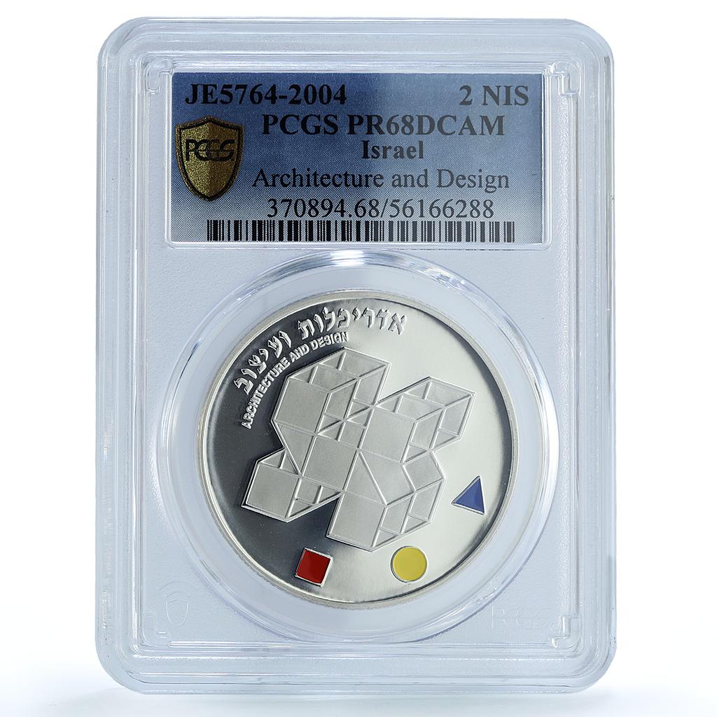 Israel 2 sheqalim Architecture and Design KM-378 PR 68 PCGS silver coin 2004 Israel 2 sheqalim Architecture and Design KM-378 PR 68 PCGS silver coin 2004