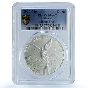 Mexico 1 onza Libertad Angel of Independence KM-639 MS 67 PCGS silver coin 2006