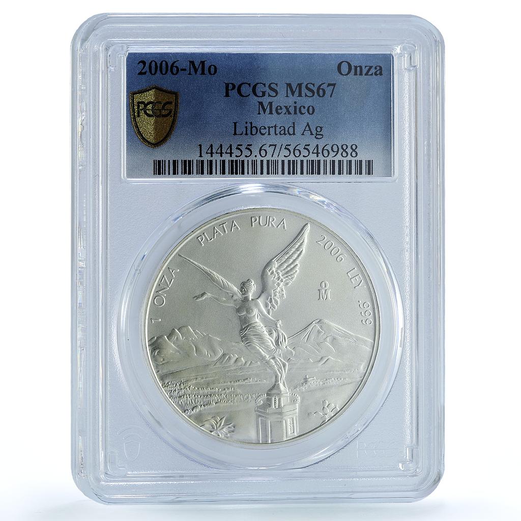 Mexico 1 onza Libertad Angel of Independence KM-639 MS 67 PCGS silver coin 2006 Mexico 1 onza Libertad Angel of Independence KM-639 MS 67 PCGS silver coin 2006