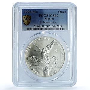 Mexico 1 onza Libertad Angel of Independence KM-613 MS 69 PCGS silver coin 1996