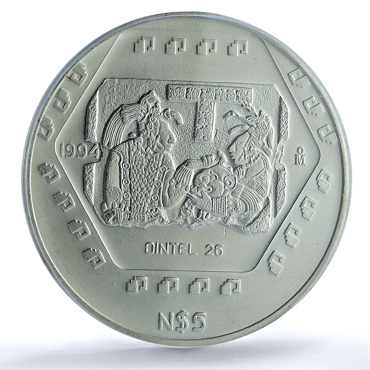 Mexico 5 pesos Dintel 26 KM-578 Precolombina Maya MS 68 PCGS silver coin 1994 Mexico 5 pesos Dintel 26 KM-578 Precolombina Maya MS 68 PCGS silver coin 1994