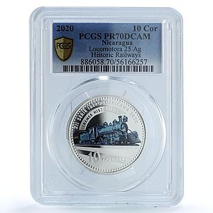 Nicaragua 10 cordobas Ibero-American Railways KM-133 Train PR 70 PCGS coin 2020