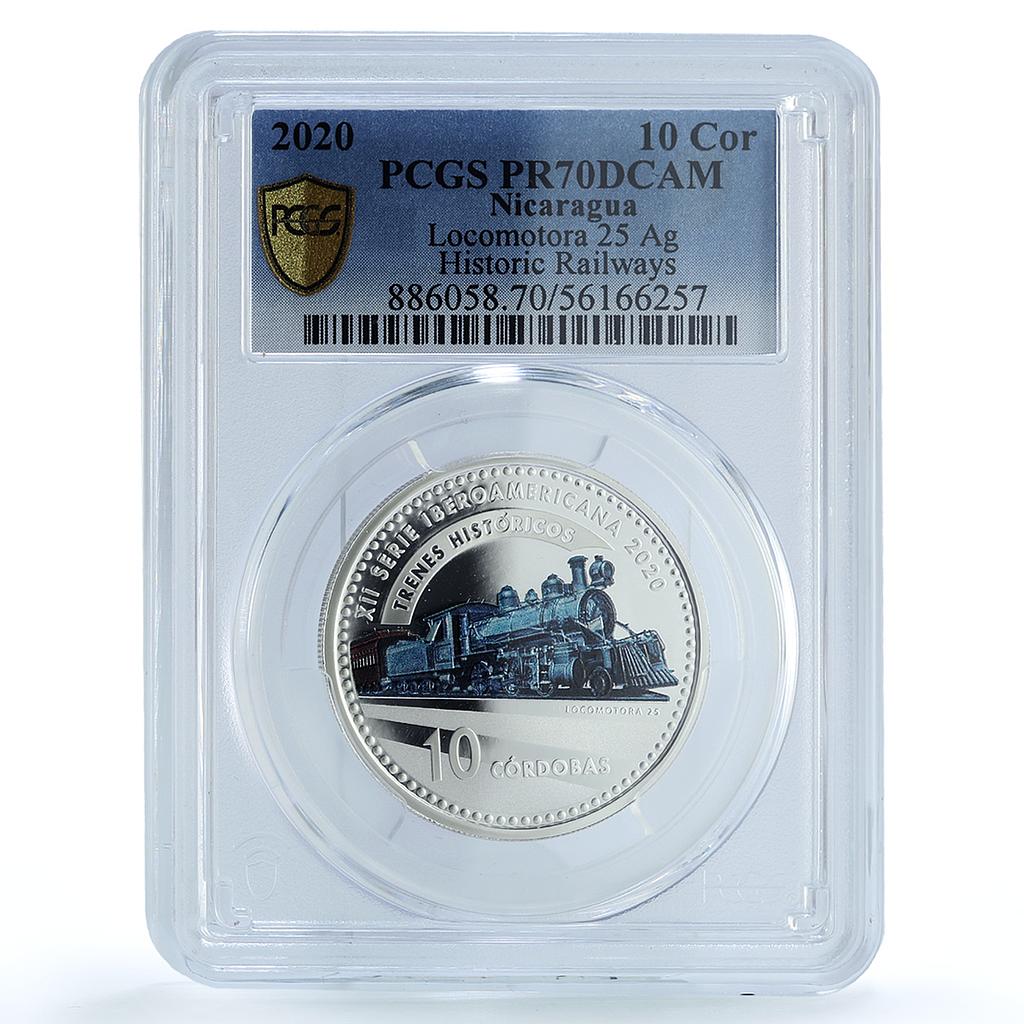 Nicaragua 10 cordobas Ibero-American Railways KM-133 Train PR 70 PCGS coin 2020 Nicaragua 10 cordobas Ibero-American Railways KM-133 Train PR 70 PCGS coin 2020