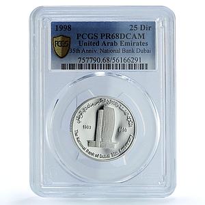 United Arab Emirates 25 dirhams Bank KM-33 Building PR 68 PCGS silver coin 1998
