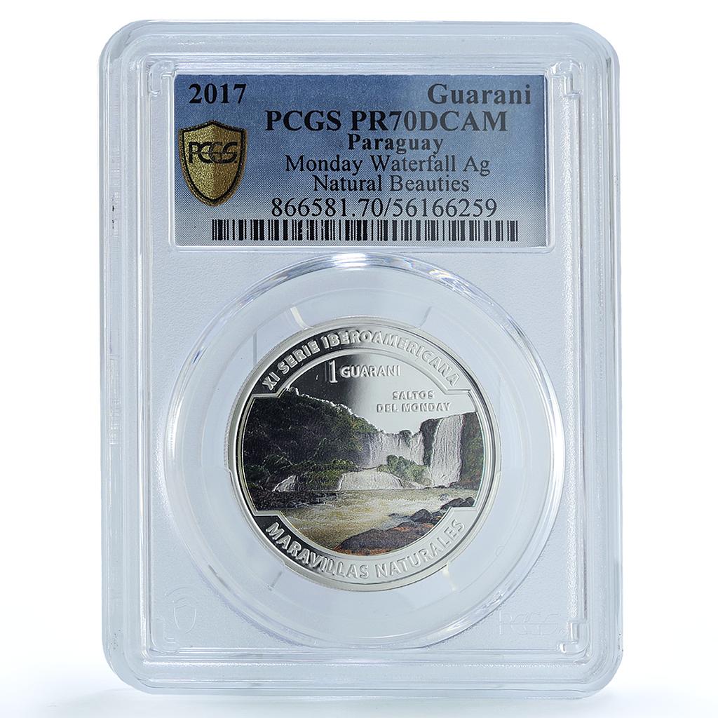 Paraguay 1 guarani Monday Falls Ibero-American Nature PR70 PCGS silver coin 2017 Paraguay 1 guarani Monday Falls Ibero-American Nature PR70 PCGS silver coin 2017