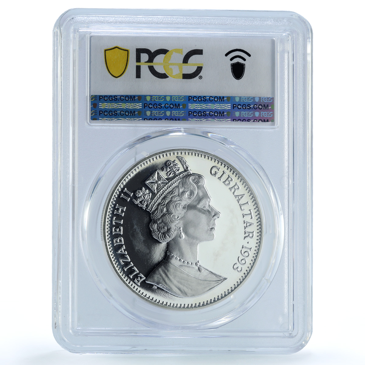 Gibraltar 1 crown Stegosaurus Preserve Dinosaurs PR 66 PCGS silver coin 1993